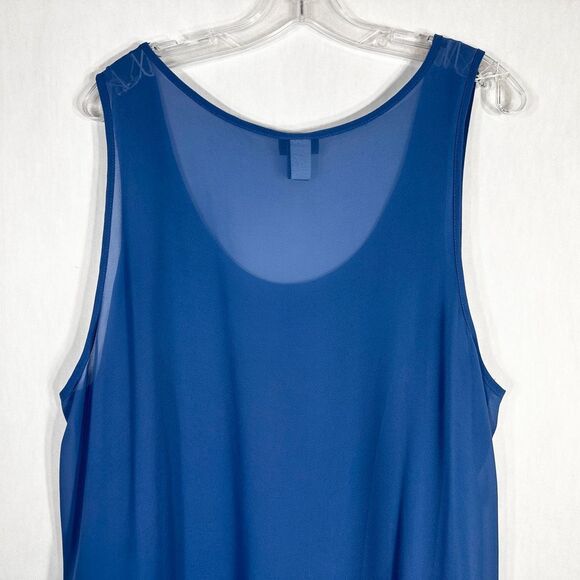 Torrid Plus Size 3X Tank Top Tiered Long Ruffled Asymmetric Blue Chiffon 1490 - Picture 6 of 9
